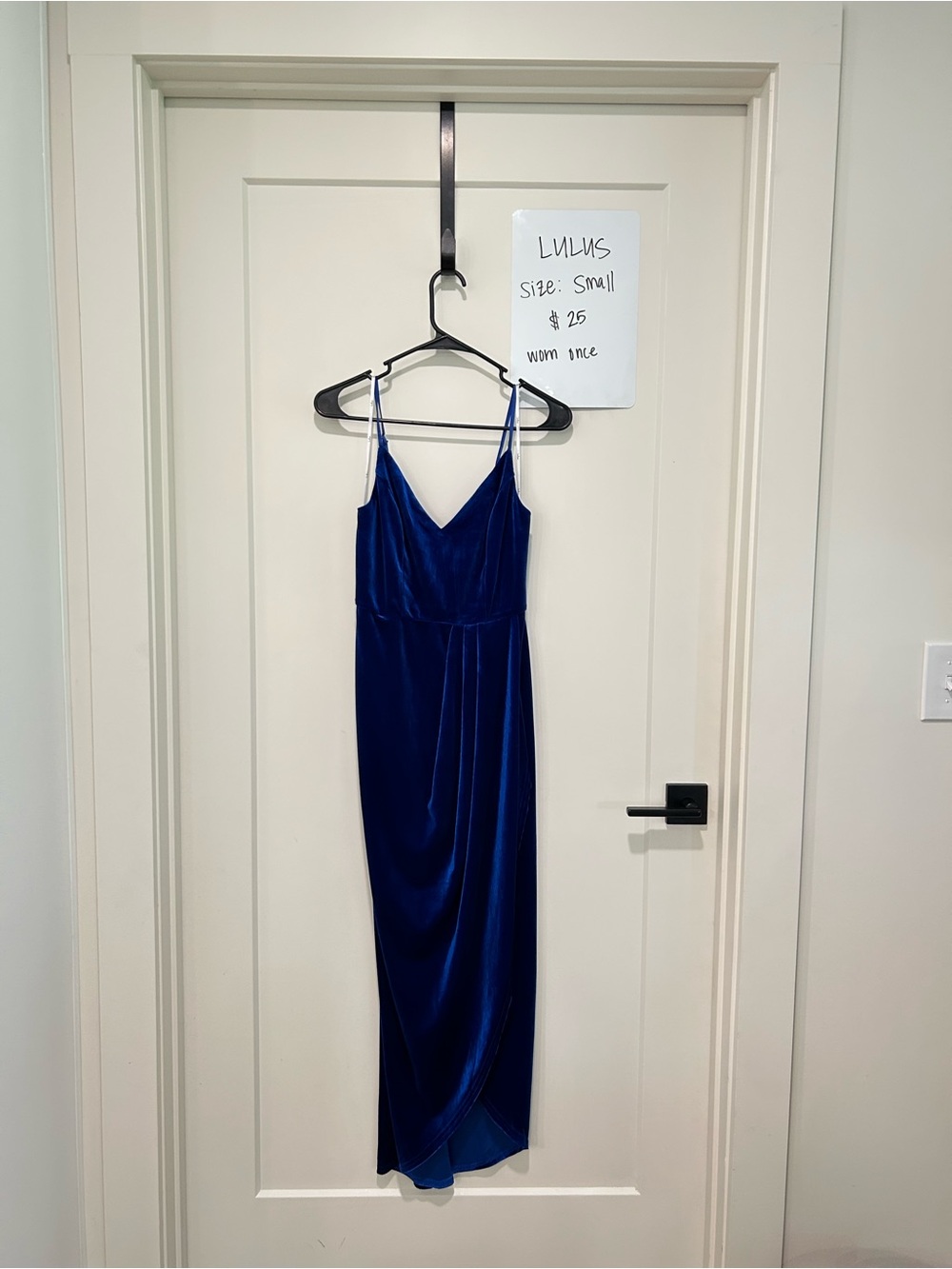 Lulu's Cobalt Blue Velvet Slip Maxi Dress